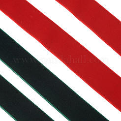 25ヤード 2色 クリスマス 片面ベルベットリボン  フラット  ミックスカラー  1インチ（25.4mm）  約12.5ヤード（11.43m）/色&nbsp;OCOR-YS0001-10