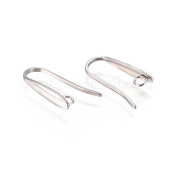 変色しにくい304ステンレススチール製ピアスフック  水平ループ付き  ステンレス鋼色  19x3mm  穴：2mm  ピン：0.7x1mm&nbsp;X-STAS-F227-23-P