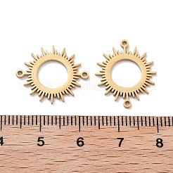 イオンプレーティング（IP）304ステンレススチール中空コネクタチャーム  太陽リンク  ゴールドカラー  16x19x1mm  穴：1.2mm&nbsp;STAS-P332-12G