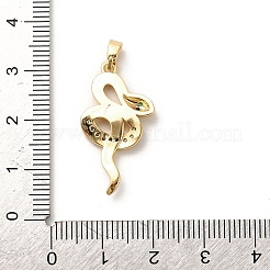 真鍮製マイクロパヴェキュービックジルコニアペンダント  ヘビ  ヘビ  27x15x3mm  穴：5x2.5mm&nbsp;KK-C108-01F-G