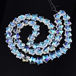 メッキガラスビーズ連売り  ABカラー  スター  クリアAB  11.5~12.5x13x7mm  穴：1mm  約55~56個/連  23.62インチ〜25.20インチ（60~64cm）&nbsp;EGLA-S188-18-B03