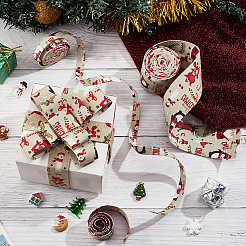クリスマステーマのポリエステルリボン3個、3スタイル  ジャカードリボン  チロリアンリボン  服飾材料  クリスマスのテーマ模様  ダークシーグリーン  3/8~1-5/8インチ（10mm）  約2.19ヤード（2m）/ pc  1個/スタイル&nbsp;OCOR-BC0005-41B
