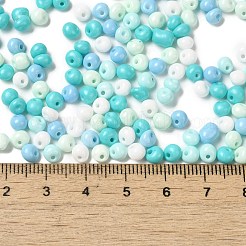 不透明ベーキングペイントガラスシードビーズ6/0個  ティアドロップ  ミックスカラー  4.5~5x4x3~3.5mm  穴：0.9mm  約125個/10g&nbsp;X1-SEED-M012-02A-23
