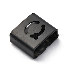 イオンプレーティング（IP）304ステンレススチールスクエアスライドチャーム  ブラック  文字Q  9x8x4mm  穴：3.5x8.5mm&nbsp;STAS-L132-06Q-B
