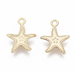 真鍮製チャーム  ニッケルフリー  ヒトデ/海星  18KGP本金メッキ  11x9x0.6mm  穴：1.2mm&nbsp;LS-X-KK-T050-29G-NF