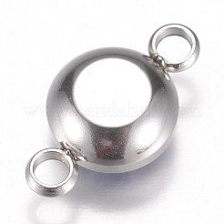 ガラスリンクコネクター  多面カット  304ステンレススチール製金具付き  フラットラウンド  ステンレス鋼色  ライラック  17.5x10x6.5mm  穴：2.5mm&nbsp;GLAA-G018-P06