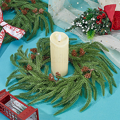 フレキシブルグルーPEクリスマスリース  グリーン  340~350x45mm&nbsp;AJEW-WH20060-20