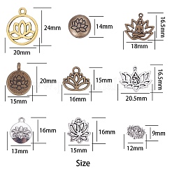 チベットスタイルフィリグリー合金ペンダント  蓮  無鉛の  ミックスカラー  7.4x7.2x1.7cm  60個/箱&nbsp;TIBEP-SC0001-18