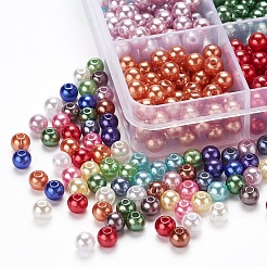 1200個15色イミテーションパールアクリルビーズ  染め  ラウンド  ミックスカラー  6x5.5mm  穴：1.5~2mm  80個/カラー&nbsp;OACR-YW0001-12