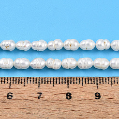 天然養殖淡水パールビーズ連売り  ライス  乳白色  5~5.5x4~5mm  穴：0.4mm  約32~33個/連  6.89''（17.5センチメートル）&nbsp;PEAR-N012-04L-01