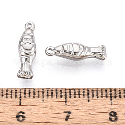 304ステンレススチール製魚チャーム  ステンレス鋼色  14x4x3mm  穴：0.9mm&nbsp;STAS-T069-05P