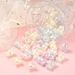 60 個 6 色 UV メッキレインボー虹色アクリルビーズ  クマ  ミックスカラー  21x17.3x13mm  穴：2.7mm  10個/カラー&nbsp;PACR-CJ0001-22