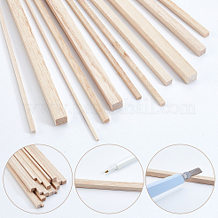 240個 6スタイルの正方形木製クラフトスティック  アンティークホワイト  250x2~8x2~8mm  40個/スタイル&nbsp;WOOD-WR0001-30