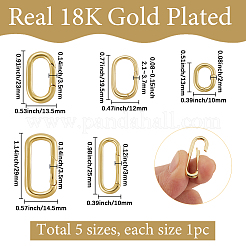 5個 5スタイル 真鍮スプリングゲートリング  ラックめっき  オーバル  18KGP本金メッキ  13~29x10~14.5x2~3.5mm&nbsp;KK-SC0006-34