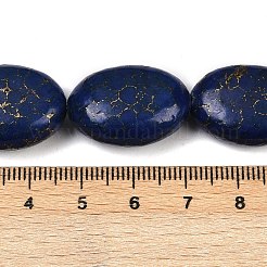 合成ハウライト模造ラピスラズリビーズ連売り  フラットオーバル  染め  ブルー  25x18x9.5mm  穴：1.4mm  約17個/連  15.67''（39.8センチメートル）&nbsp;G-S393-11A-18x25