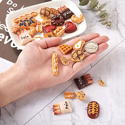 樹脂チャーム  プラチナメッキ鉄ループ付き  模造食品  混合図形  ミックスカラー  42個/箱&nbsp;RESI-TA0001-20