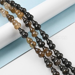 天然石瑪瑙ビーズ連売り  染め  ヒョウタン  ブラック  17.5~18.5x9.5~10mm  穴：1.2mm  約23~24個/連  16.14~16.34インチ（41~41.5cm）&nbsp;G-C039-C02
