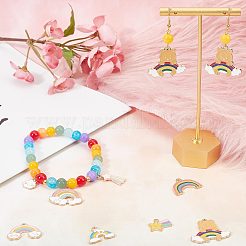 52個13スタイルアロイペンダント  エナメル  ライトゴールド  混合形状  ミックスカラー  13~26x9~30x1~2mm  穴：1.5~2mm  4個/スタイル&nbsp;ENAM-SC0003-63