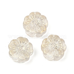 透明ガラスビーズ  花  焼き付け塗料  ミックスカラー  14x14.5x5.5~6mm  穴：1.2mm&nbsp;DGLA-E004-01A