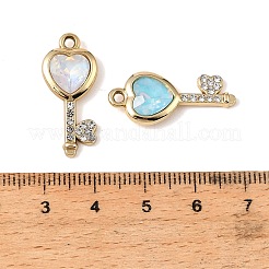 合金ラインストーンペンダント  キーホルダーキー  ガラスと  UVメッキ  ミックスカラー  ゴールドカラー  26x11.5x4.7mm  穴：1.8mm&nbsp;FIND-K032-05G
