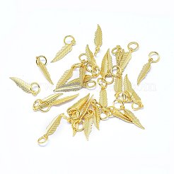 真鍮チャーム  葉  18KGP本金メッキ  15x3.5x0.3mm  穴：3.5mm&nbsp;X-KK-F764-02G