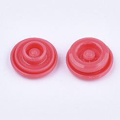 レジンスナップファスナー  レインコートのボタン  フラットラウンド  クリムゾン  キャップ：12x6.5mm  ピン：2mm  スタッド：10.5x3.5mm  穴：2mm  ソケット：10.5x3mm  穴：2mm&nbsp;LS-SNAP-A057-B33