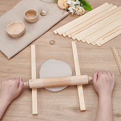 陶器と粘土の道具キット  リネン生地を含む  木製の麺棒と定規  ミックスカラー  340x19.5~20x3~12mm&nbsp;TOOL-UN0001-63