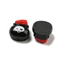 ハロウィーンテーマの樹脂デコデンカボション  ブラック  スカル  13x12.5x6.5mm&nbsp;LS-RESI-C050-01K