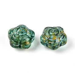 ピカソの透明ガラスビーズ  花  ミディアムシーグリーン  11.5x12x8.5~9mm  穴：1.1mm  約300個/ポンド&nbsp;SEED-N012-03B
