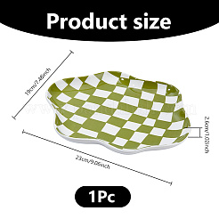 陶器の皿  食器類  スナックサービングプレート用  タータンチェック模様の雲  オリーブ  230x190x26mm&nbsp;AJEW-WH0709-055B