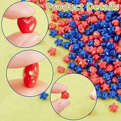 400 個 4 スタイル不透明なアクリル ビーズ  スター＆ハート  ミックスカラー  9~11x9.5~11.5x5.5~7mm  穴：1.5~2mm  100個/スタイル&nbsp;OACR-AR0001-30