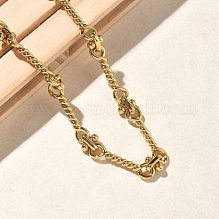 304ステンレススチール製ツイストリンクバーチェーンネックレス（女性・男性用）  イオンプレーティング（ip）  ゴールドカラー  18.31インチ（46.5cm）&nbsp;NJEW-Z115-02G