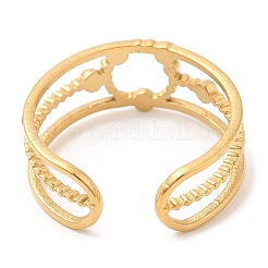 304ステンレススチール中空リングオープンカフリング女性用  18KGP本金メッキ  usサイズ7 1/4(17.5mm)&nbsp;STAS-D085-25G
