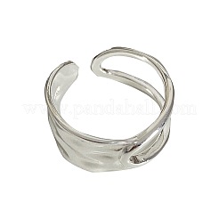 男性用ロジウムメッキ925スターリングシルバーカフリング  プラチナ  内径：17~19mm&nbsp;FS-WG54AA0-01