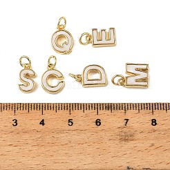 真鍮とPVC製のペンダント  レターチャーム  ラックめっき  長持ち18KGP本金メッキ  鉛フリーおよびカドミウムフリー  ホワイト  11~11.5x6~9x2mm  穴：3mm&nbsp;PL-XCP0001-01G