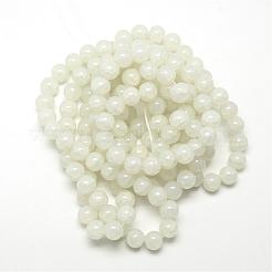 焼き絵の具、ひび割れガラスビーズの連  ラウンド  乳白色  8mm  穴：1.3~1.6mm  約100個/連  31.4インチ&nbsp;DGLA-Q023-8mm-YS1