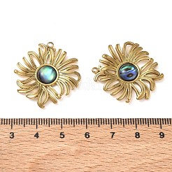 天然パウアシェルペンダント  花のチャーム  304ステンレススチール製金具付き  イオンプレーティング（ip）  長持ちメッキ  30x28x4.5mm  穴：1.6mm&nbsp;SH-CBA11D7-31B-G