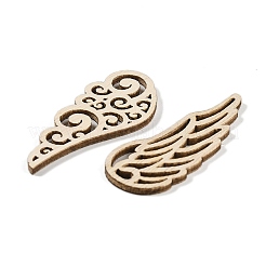 中空木片100個  未完成の木製  ウイング  フローラルホワイト  5.25~5.7x2.1~2.45x0.25cm&nbsp;WOOD-XCP0001-89