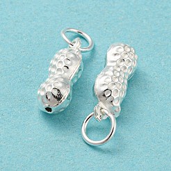 925スターリングシルバーペンダント  丸カン付き  ピーナッツのチャーム  銀  13x5x4mm  穴：4mm&nbsp;STER-B002-10S