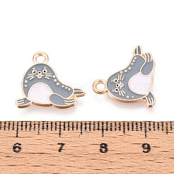 海洋動物の合金エナメルペンダント  ライトゴールド  アシカ  15.1x16.9x1mm  穴：1.8mm&nbsp;X-ENAM-T022-34J