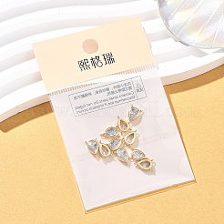 シェグレース ブラス パヴェ クリア キュービック ジルコニア ティアドロップ シャンデリア コンポーネント リンク  カドミウムフリー＆ニッケルフリー＆鉛フリー  長持ちメッキ  18KGP本金メッキ  9.5x6x23mm  穴：1mm&nbsp;XGRQ2O339-428G