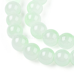 焼き絵用塗料、模造翡翠ガラス、丸ビーズの連  ツートン  アクアマリン  7.5~8mm  穴：1mm&nbsp;X1-DGLA-N003-8mm-02-1