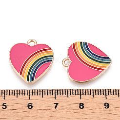 ライトゴールドメッキ合金チャーム  エナメル  カドミウムフリー＆鉛フリー  ハート  濃いピンク  20x18x1.5mm  穴：1.8mm&nbsp;ENAM-T009-68B-RS