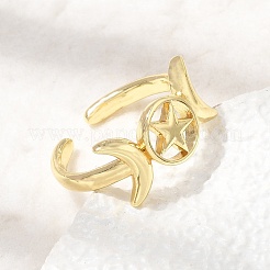 女性用真鍮オープンカフリング  三重の女神のサイン  ゴールドカラー  9.5mm  内径：17mm&nbsp;RJEW-K322-01G