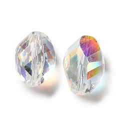 ガラス k9 ガラス  模造オーストリアクリスタルビーズ  多面カット  ナゲット  クリアAB  11x8x8mm  穴：1mm&nbsp;GLAA-H024-12B