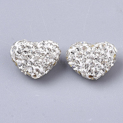 樹脂粘土ラインストーンビーズ  ハート  クリスタル  pp10（1.6~1.7)  7列ラインストーン  10x12x6mm  穴：1mm&nbsp;X-RB-S055-26A-03