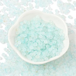 艶消しガラスビーズ  双円錐形  金箔  多面カット  ライトシアン  4.5x3.5mm  穴：1mm  14285個/ 1000g&nbsp;FGLA-D300-01B