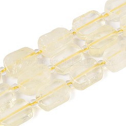 天然レモンクォーツ（加熱）ビーズ連売り  シードビーズで  長方形  9.5~14x7~10x4~6.5mm  穴：0.8~1mm  約12~15個/連  6.69~8.07''（17~20.5センチメートル）&nbsp;G-C098-A27-01