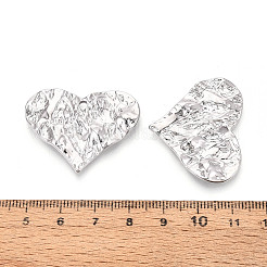 ラックメッキテクスチャ合金ペンダント  ハートチャーム  カドミウムフリー＆鉛フリー  プラチナ  28x35x2.5mm  穴：2.5mm&nbsp;PALLOY-T095-14P