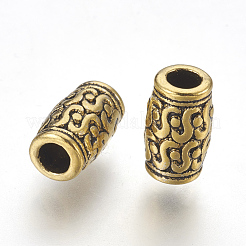 チベット風亜鉛合金ビーズ  鉛フリー＆カドミウムフリー  チューブ  アンティーク黄金  12x7mm  穴：3.5mm&nbsp;GLF0984Y-NF